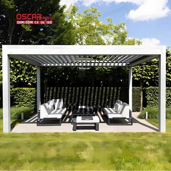 Hot Selling Wind Resistant Patio Pavilion with Contemporary Style Garden Backyard Outdoor Retractable Pergola