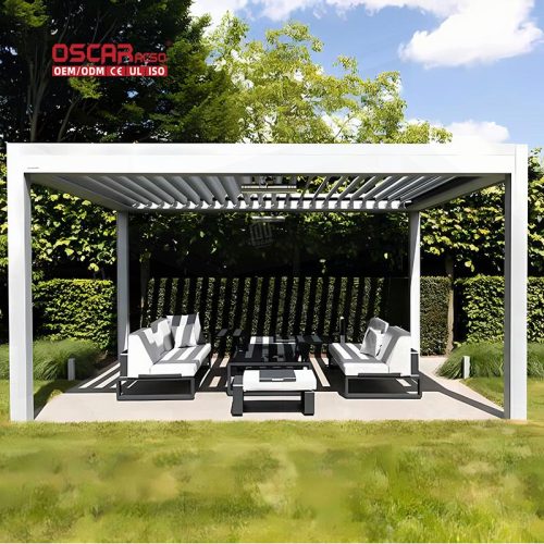 Diy 3X3 Adjustable Electric Aluminum Pergola Garden Patio Balcony Sustainable Roof Louver with Glass Door Retractable Pergola