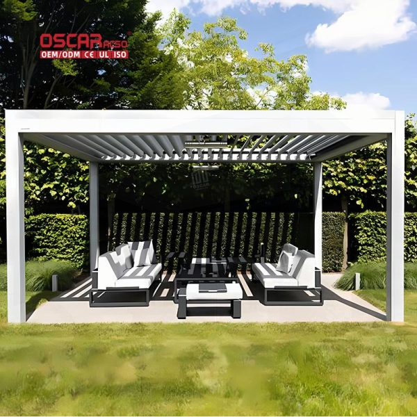 Diy 3X3 Adjustable Electric Aluminum Pergola Garden Patio Balcony Sustainable Roof Louver with Glass Door Retractable Pergola
