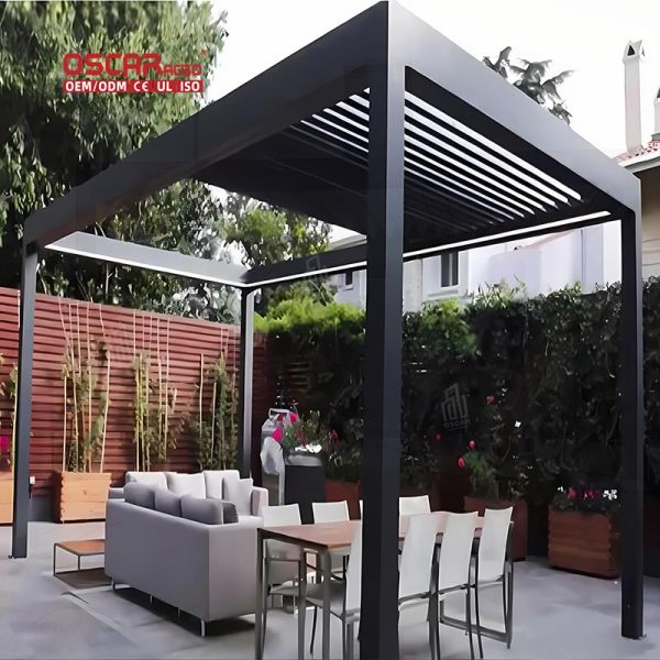 Custom Modern Waterproof Bioclimatic Aluminum Pergola Awning Louvers Garden Patio Balcony Outdoor Retractable Pergola