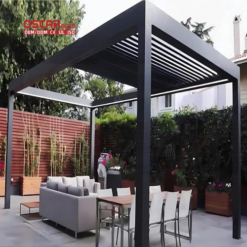 Automatic Motorized Louvered Outdoor Pergola Garden Patio Balcony with Adjustable Function and Smart Design Retractable Pergola
