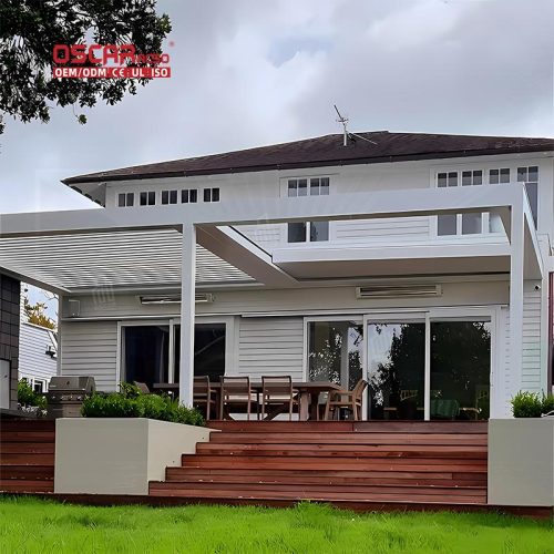 Motorized Aluminum Sun Shade Louver Blade Bioclimatique Design Patio Roof Pergola Outdoor Garden Courtyard Retractable Pergola