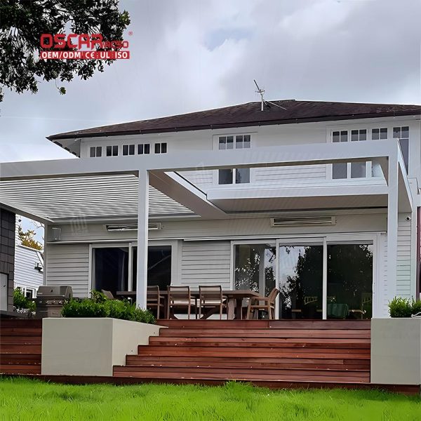 Aluminium Waterproof Remote – Controlled Outdoor Pavilion Garden Patio Backyard Retractable Pergola
