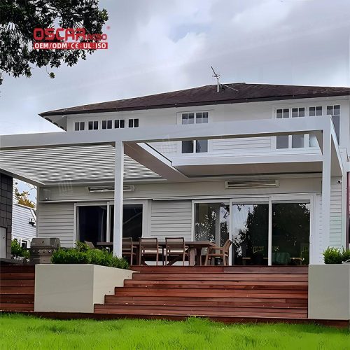 Controlled Sun  Blocking Wall  Mounted Outdoor Shading Structure with Led Strip Garden Patio Balcony Retractable Pergola