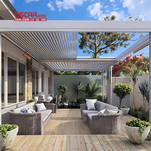 Aluminum Alloy Motorized Rain  Proof Pergola Ideal Terrace Garden Patio Outdoor Entertainment Areas Retractable Pergola