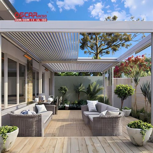 Aluminum Roof Structure Gardens Patios Backyards with Sun Protection Ventilation Feature Stylish Modern Retractable Pergola