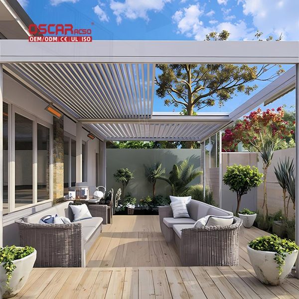 12X16 Motorized Pergola Roof Cover Outdoor Patio Garden Backyard Retractable Pergola