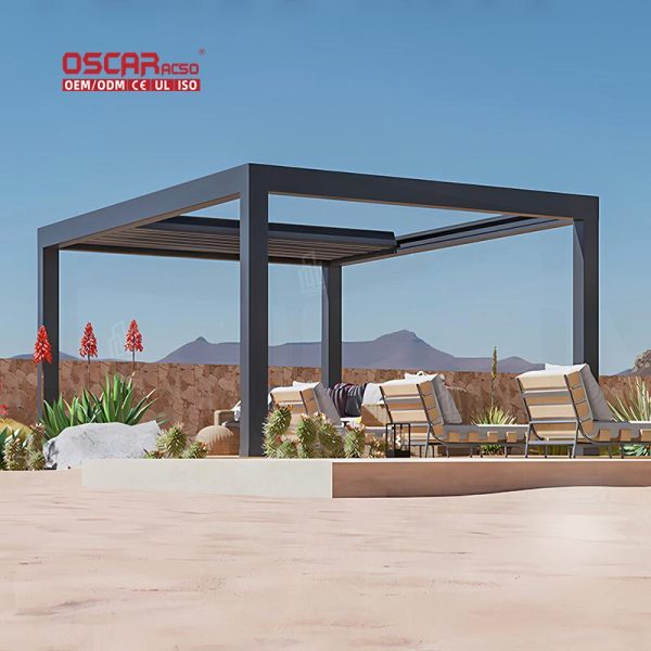 Electric Opening Closing Outdoor Aluminum Bioclimatic Louvered Arches Pergola Garden Patio Poolside Retractable Pergola