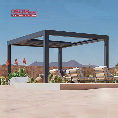 Outdoor Customizable Electric Aluminium Louvered Patio Roof System Garden Balcony Terrace Retractable Pergola