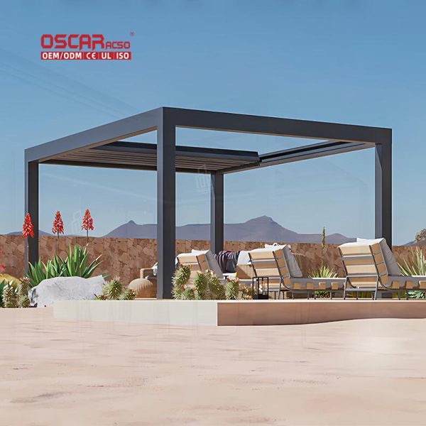 Customized Remote – Controlled Waterproof Aluminium Canopy Pavilion Garden Patio Backyard Outdoor Retractable Pergola