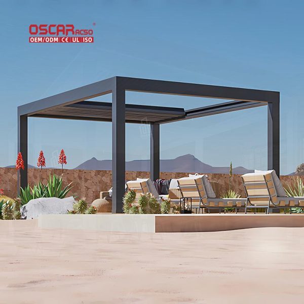 Outdoor Garden Motorized Waterproof Louver Kits Patio Backyard Balcony Eco – Friendly Canopy Gazebo Retractable Pergola