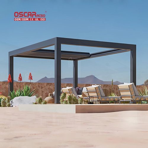 Customized Colors Outdoor Waterproof Sunshades Opening Louvered Roof Patio Gazebo Garden Backyard Poolside Retractable Pergola