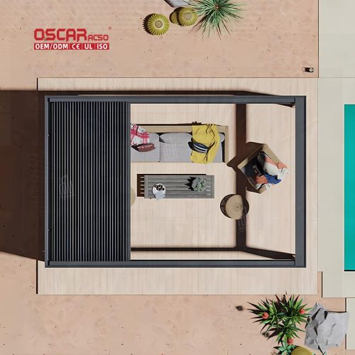 Waterproof Automatic Adjustable Motorized Sunshade Louver Roof Kit Patio in Hotel Scenarios Retractable Pergola