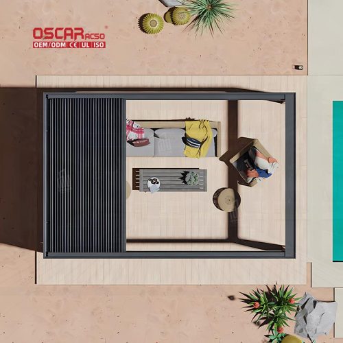 Customizable Size Waterproof Aluminium Motorized Patio Shade Canopy Garden Backyard Poolside Retractable Pergola