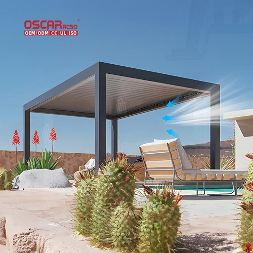 Automatic Sliding Glass Outdoor Waterproof Aluminium Pergola Patio Garden and Balcony with Aluminum Profiles Retractable Pergola