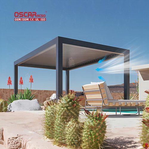 12X20 Motorized Customized Waterproof Outdoor Electric Louvered Roof Gardens Patios Decks Retractable Pergola