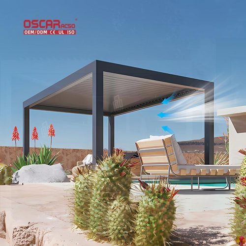 Waterproof Openable Louvre Aluminum Pergola Systems with Led Lights Garden Patio Balcony Retractable Pergola