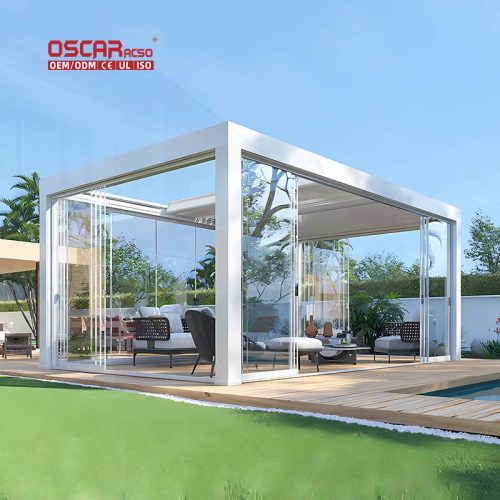 Customized Outdoor Aluminum Electric Waterproof Louvers Patios Garden Balconies Diy Design Adjustable Retractable Pergola