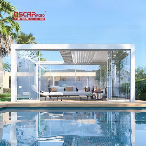 Outdoor Modern Aluminium Waterproof Louvered Roof Pergola Garden Patio Backyard Retractable Pergola