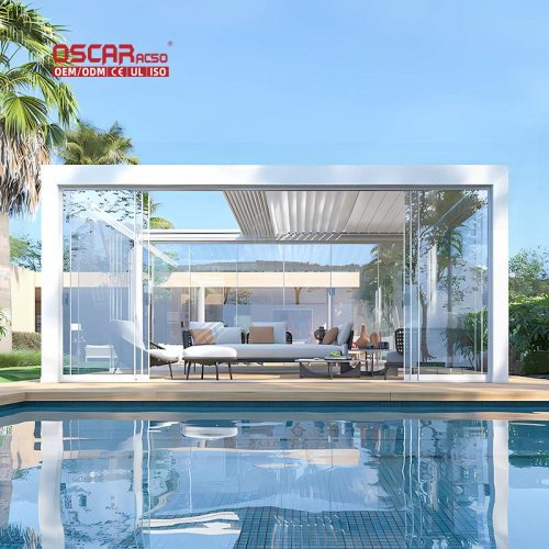 Waterproof Adjustable Louvered Aluminium Bioclimatic Gazebo Garden Patio Backyard Outdoor Retractable Pergola