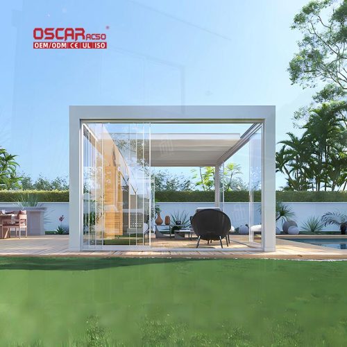 Windproof Rainproof Aluminium Covers Outdoor Terrace Shed Retractable Pergola
