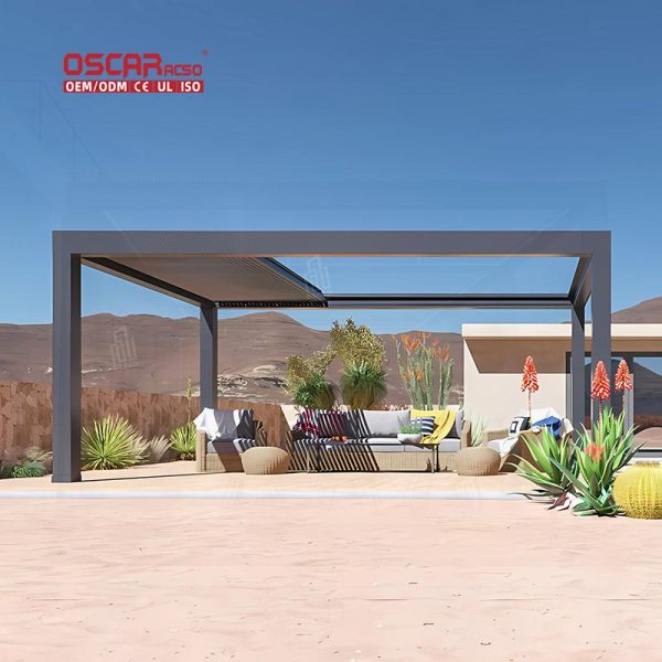 Opening Roof Louvered Waterproof Aluminum Canopy Gardens Patios and Backyards innovative Durable Pergola Retractable Pergola