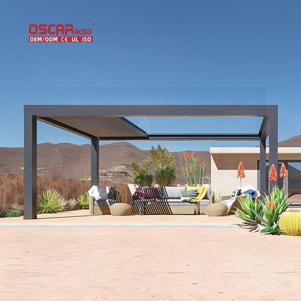Europe Style Aluminum Bioclimatic Pergola Terrace Roof Garden Ideal Outdoor Leisure and Relaxation Retractable Pergola