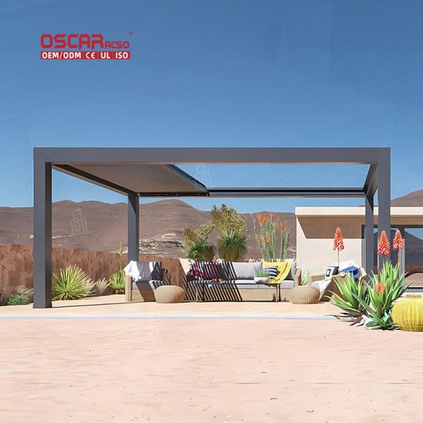 Louvered Bioclimate Roof with Waterproof Function and Ip65 Motor Ideal Gardens Patios and Backyards Retractable Pergola