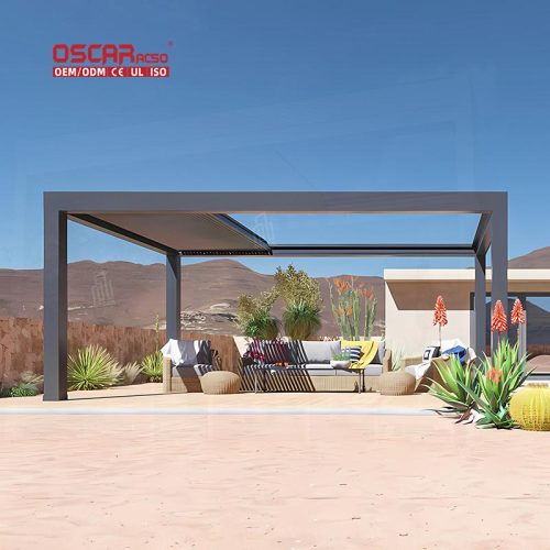 4X4 6X4M Outdoor Waterproof Bioclimatic Aluminium Pergola Cover Louvered Structure Garden Patio Backyard Retractable Pergola