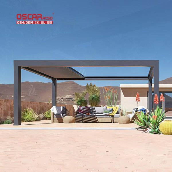 Aluminium Louvered Roof System Garden Patio Balcony with Bioclimatic Function and Opening Design Retractable Pergola