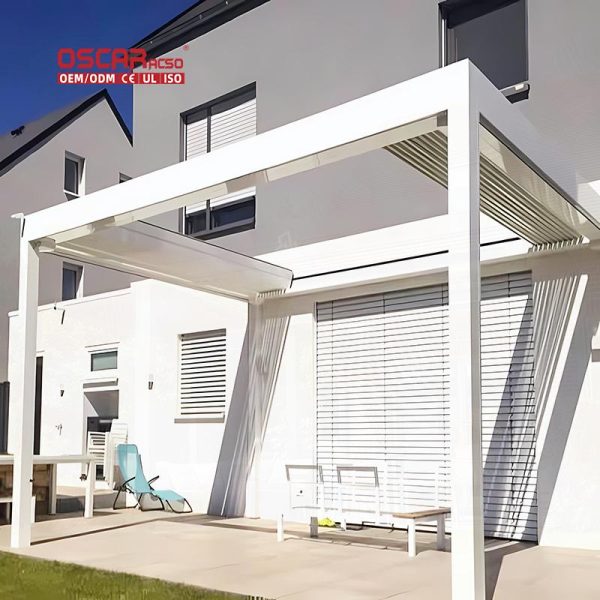 New Design Outdoor Waterproof Electric Louvered Roof Garden Patio Awning Poolside and Balcony Retractable Pergola