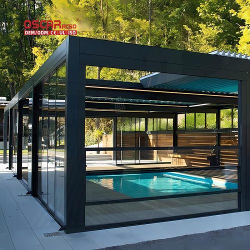Waterproof Motorized Louvered Aluminium Gazebo Leisure Garden Outdoor Spaces with Aluminum Pergola Parts Retractable Pergola