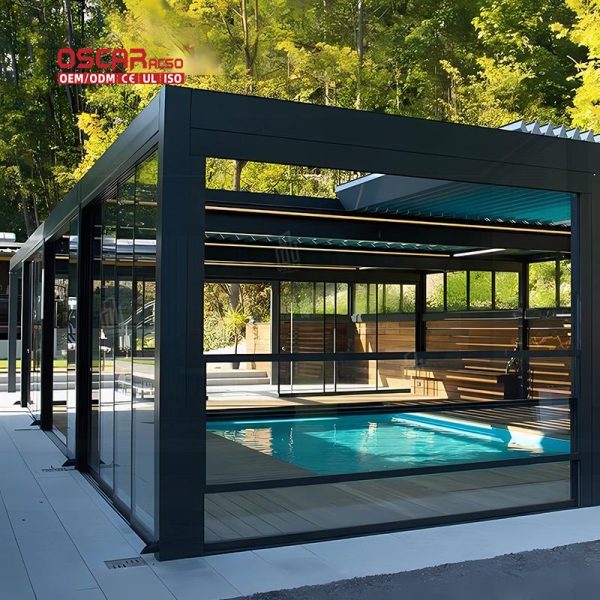 Aluminum Profiles Motorized Pergolas with Slats Retractable Roof Awning Ideal Gardens Patios Backyards Retractable Pergola