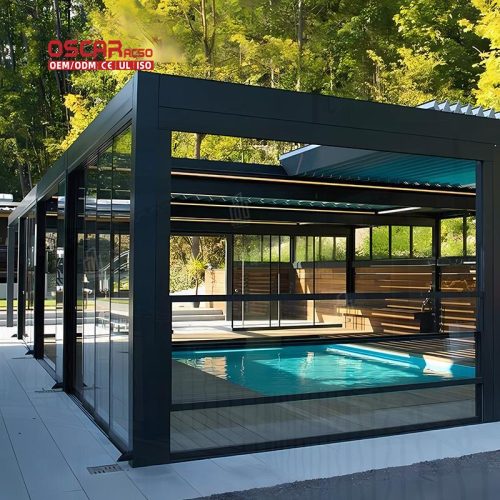 Sale Remote Control Automatic Waterproof Outdoor Aluminium Pergolas Garden Sun Louver Bio  Climate Scenes Retractable Pergola