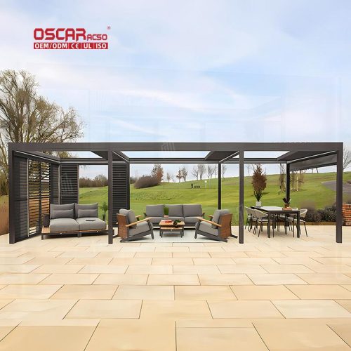 12X16 Motorized Pergola Cover Outdoor Patio Garden Balcony Retractable Pergola
