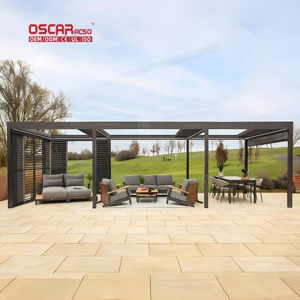 Aluminum Electric Waterproof Remote  Controlled Pergola Garden Patio Backyard High  Quality Shutters Retractable Pergola