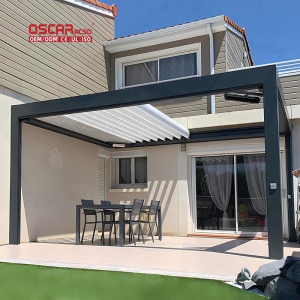 Blades Fully Automatic Sliding Folding Waterproof Aluminum Outdoor Structure Garden Patio Backyard Retractable Pergola