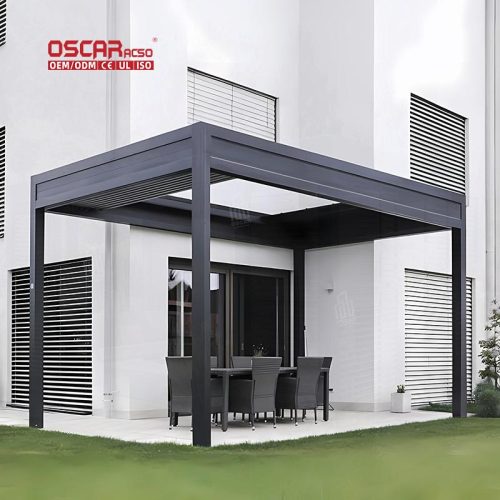 Aluminum Outdoor Bioclimatic Electric Motorized Remote  Controlled Pergola Kits Garden Patio Backyard Retractable Pergola