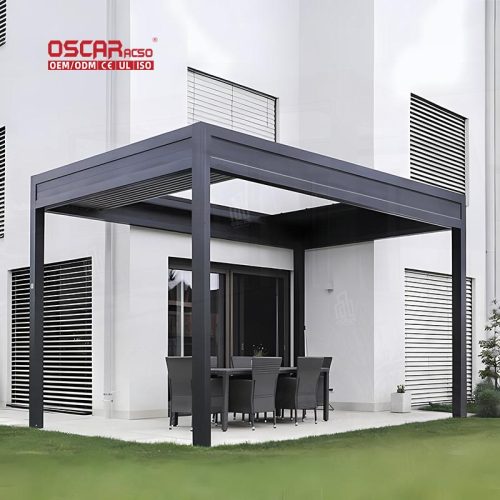 Electric Opening Waterproof Louvered Outdoor Bioclimatique Roof Garden Patio Balcony Retractable Pergola
