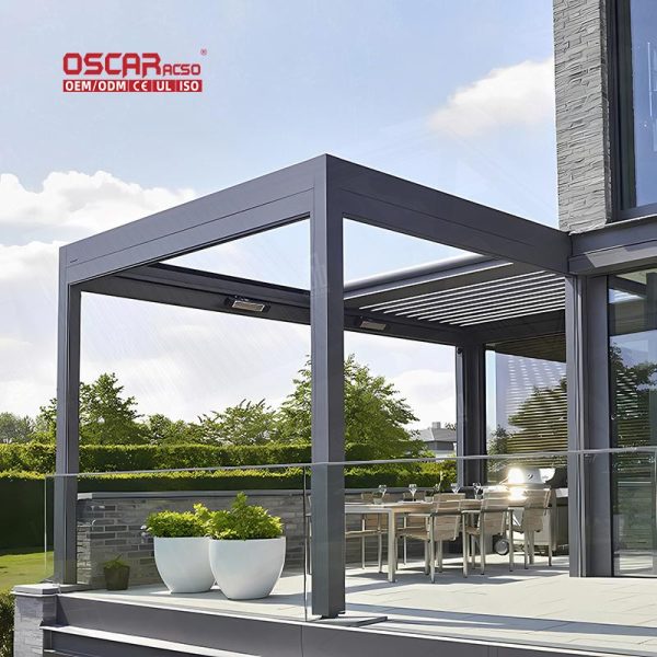 Outdoor Aluminium Louvered Motorized Waterproof Roof Kits Garden Patio Balcony Retractable Pergola
