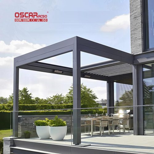 Automatic Motorized Waterproof Outdoor Pergola Gazebo Balcony Patio Garden Retractable Pergola