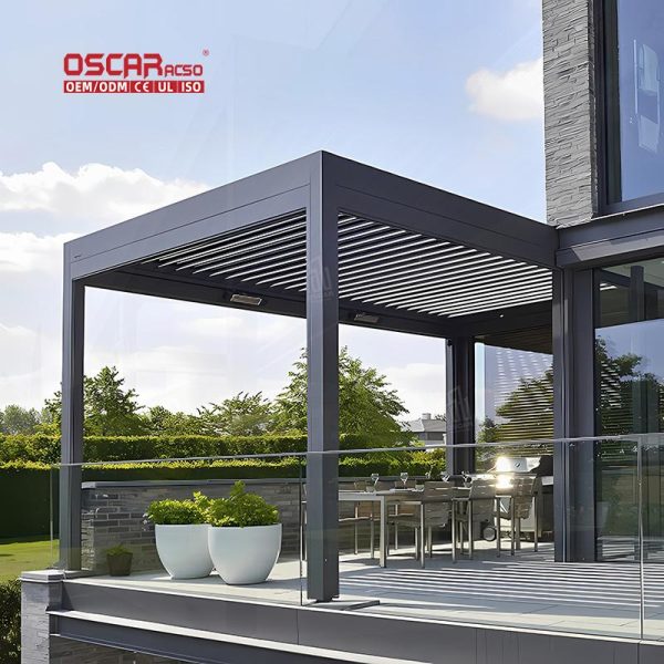 Aluminum Waterpoof Outdoor Pergola Roof with Led Strip Lights Garden Patio Balcony Eco  Friendly Retractable Pergola