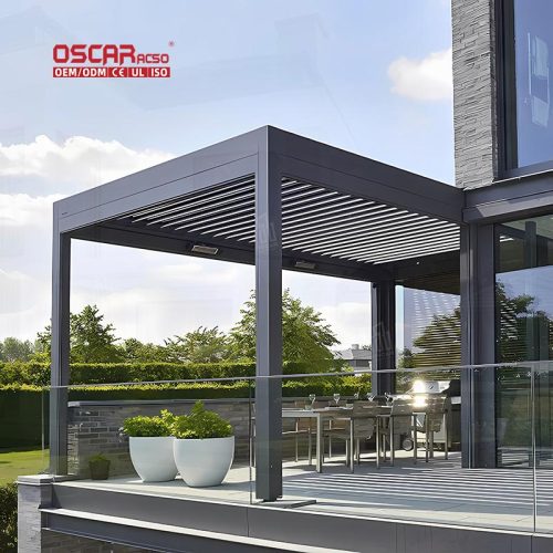 Factory Price Electric Aluminium Waterproof Louver Roof System Modern Style Pergola Courtyard Retractable Pergola