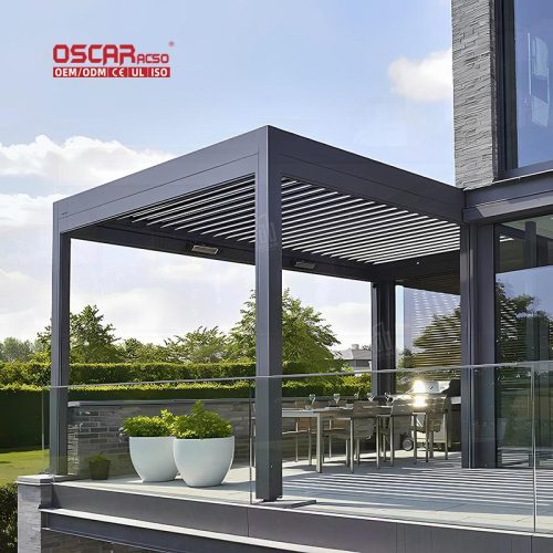 4X4 Customized Adjustable Waterproof Louvered Patio Roof Outdoor Garden Structure Retractable Pergola