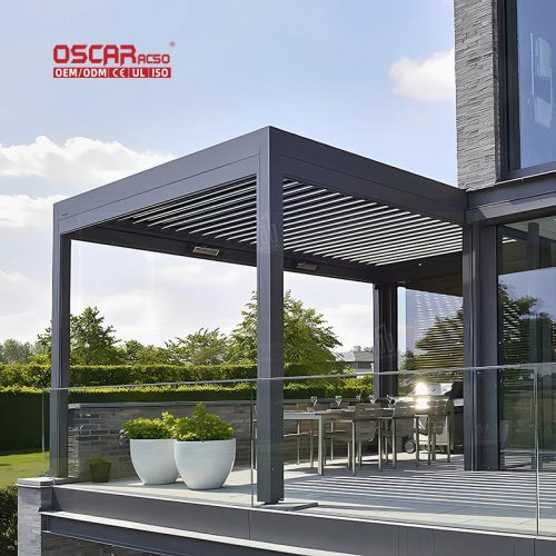 Bioclimatic Aluminum Louvered Pergola Patio Garden Outdoor Spaces Ideal Poolside and Deck Relaxation Retractable Pergola
