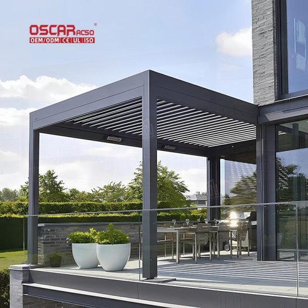 Outdoor Waterproof Aluminium Louver Motorized Roof Kits Garden Patio and Backyard Retractable Pergola