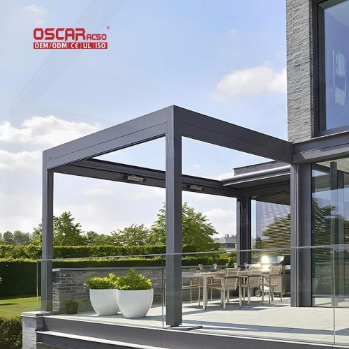 Bioclimatic Waterproof Aluminum Louvered Outdoor Shade Structure Patio Garden Backyard Retractable Pergola