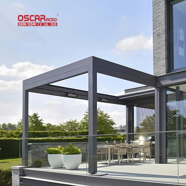 Heavy Duty Electric Aluminium Waterproof Bioclimatic Gazebo and Pergola Gardens Patios and Backyards Retractable Pergola