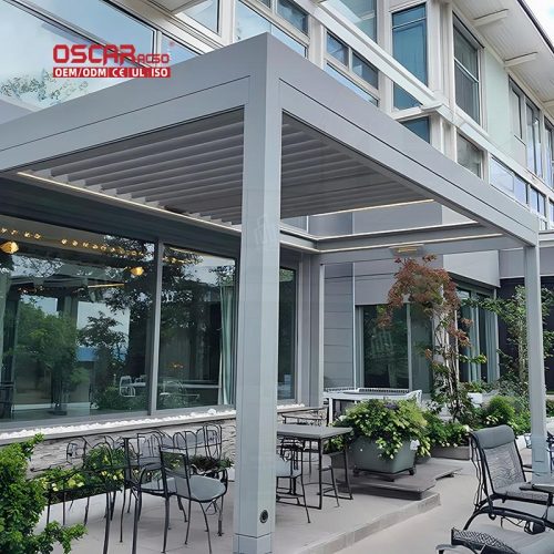 Waterproof Aluminum Pergola Coverings Electric Opening Garden Patio Backyard European Style Modern Design Retractable Pergola