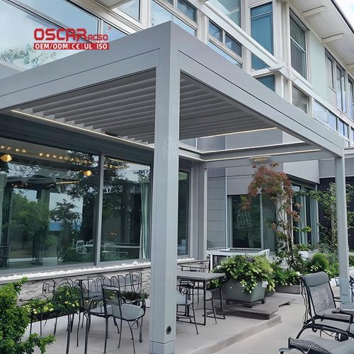 Bioclimate Aluminum Pergola with Roof Top Window Ideal Garden Patio and Balcony Outdoor Structure Retractable Pergola